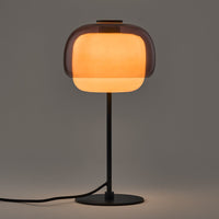 Lampe à poser Kinako – double sphère de verre, vue de côté