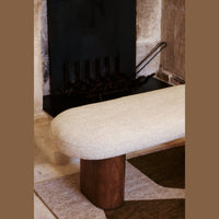 Banc Popa tweed beige - détail assise et piètement