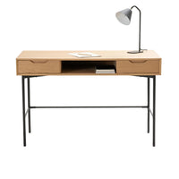 Bureau 2 tiroirs MDF et acier Noyeto chêne