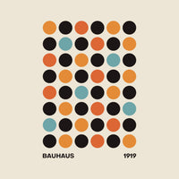 Affiche encadrée Bauhaus 1919 cercles colorés sur fond beige – vue détourée
