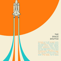 Affiche encadrée Space Shuttle No1, navette spatiale sur fond orange et bleu – vue détourée