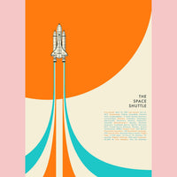 Affiche encadrée Space Shuttle No1, navette spatiale sur fond orange et bleu – vue détourée