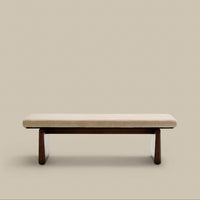 Banc Begur beige en tissu chenille – vue de trois quarts