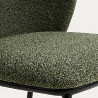 Chaise Avena vert foncé en chenille, vue de détail assise