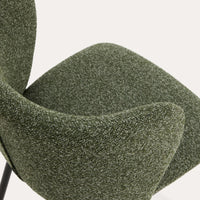Chaise Avena vert foncé en chenille, vue de détail pieds