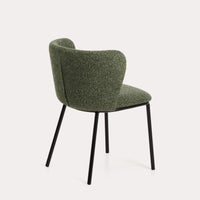 Chaise Avena vert foncé en chenille, vue latérale