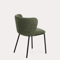 Chaise Avena vert foncé en chenille, vue latérale
