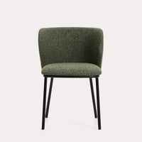 Chaise Avena vert foncé en chenille, vue arrière
