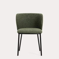 Chaise Avena vert foncé en chenille, vue arrière