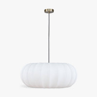 Suspension Akita blanc satiné et laiton brossé – vue détourée