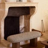 Banc Popa tweed vert - détail piètement frêne massif