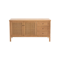Buffet 2 portes et tiroirs pin massif cannage Mireval