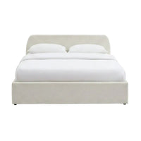 Lit coffre tissu chenille et bois Chanas