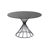 Table à manger verre et acier Juno