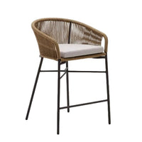 Tabouret d'extérieur résine tressée et bois Loma
