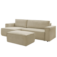 Nihad convertible corner sofa with storage compartment and pouf - Bobochic
