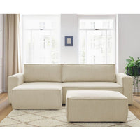 Nihad convertible corner sofa with storage compartment and pouf - Bobochic