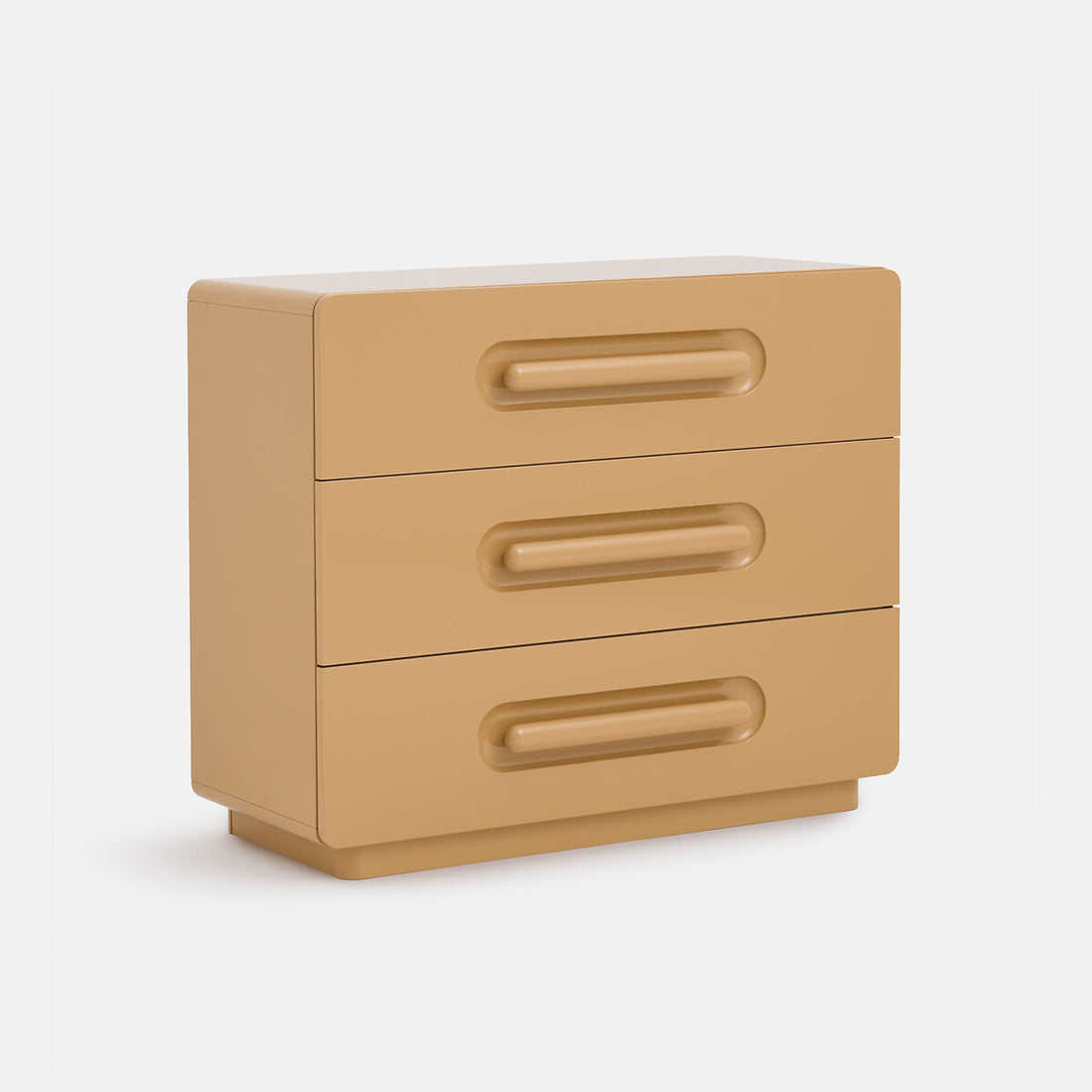 Commode 3 tiroirs Newlo moka laqué brillant – vue détourée