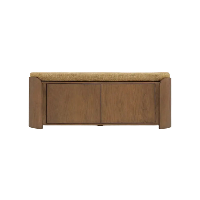 Banc Noemia frêne teinte noyer et tweed marron – vue détourée