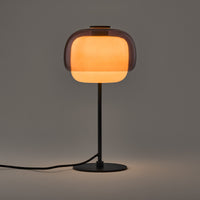 Lampe à poser Kinako – double sphère de verre, vue de côté