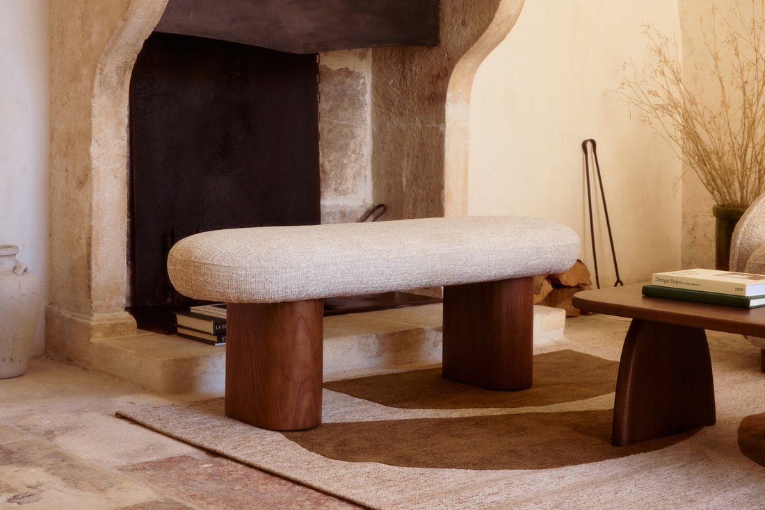 Banc Popa tweed beige - en situation salon