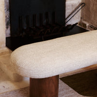 Banc Popa tweed beige - détail assise et piètement