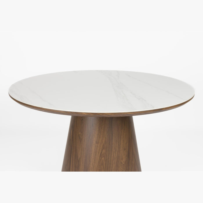 Table ronde chêne et pierre frittée Almira