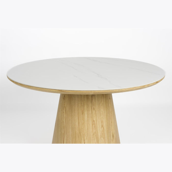 Table ronde chêne et pierre frittée Almira