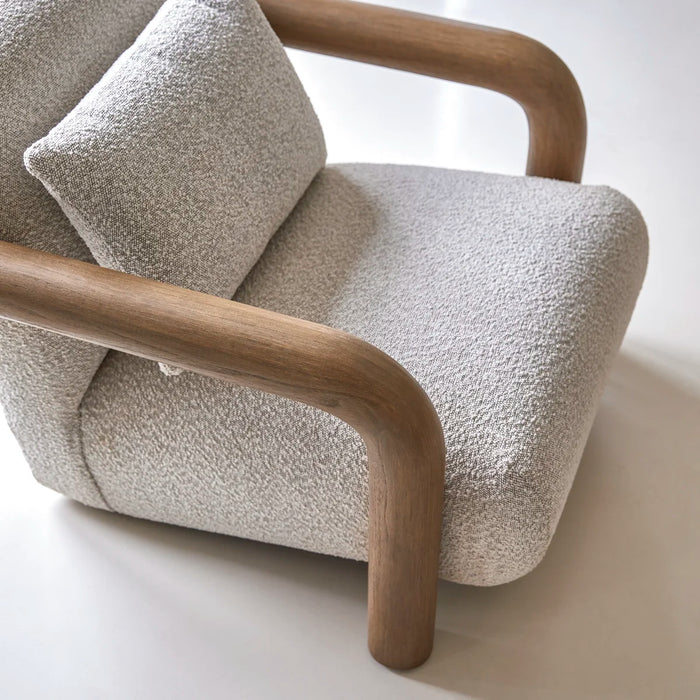Fauteuil mindi massif tissu bouclette Nina - Tikamoon