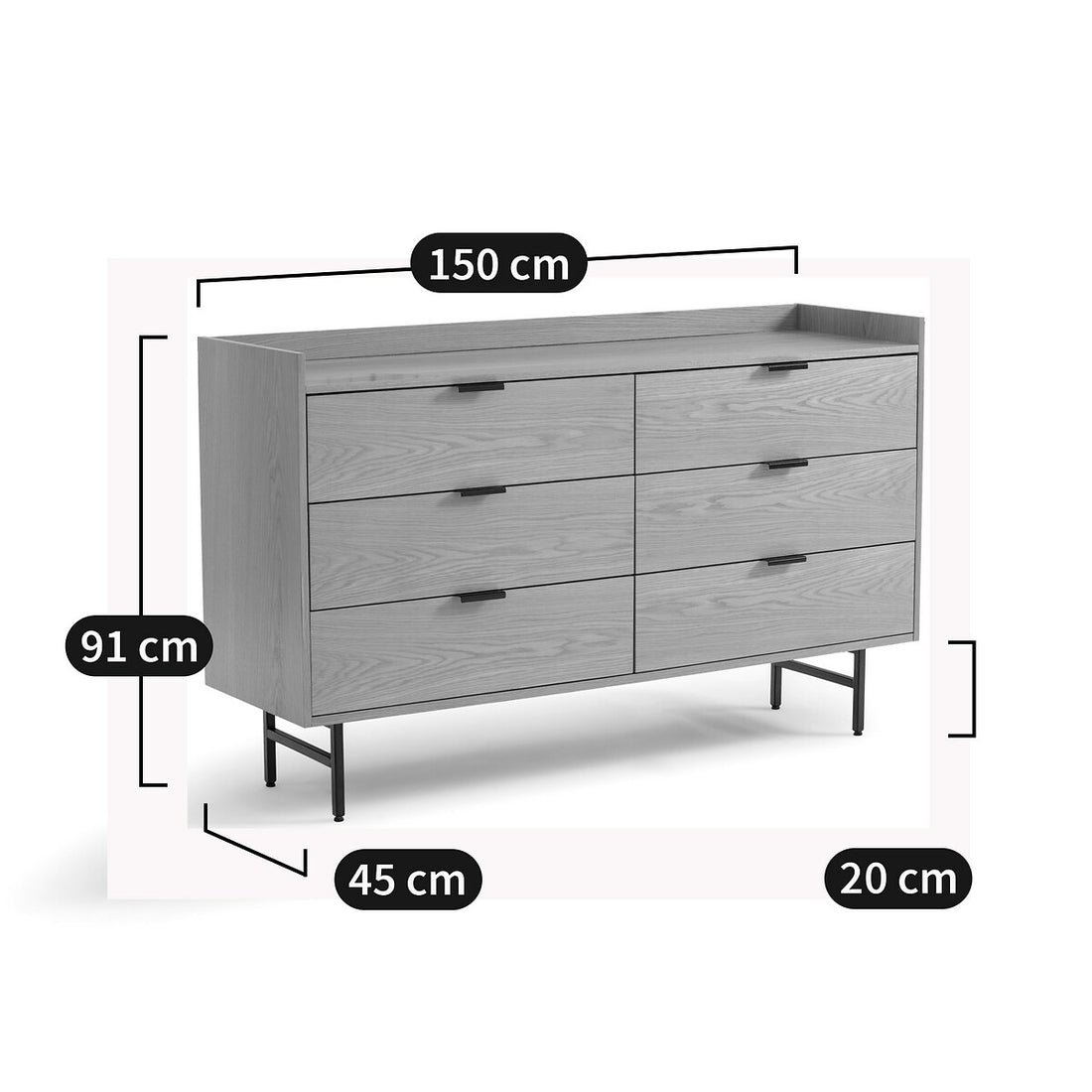 Commode 6 tiroirs Bruna