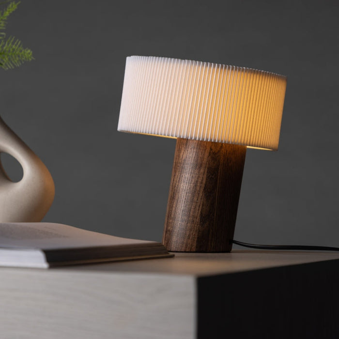 Lampe bois et papier plissé Branas