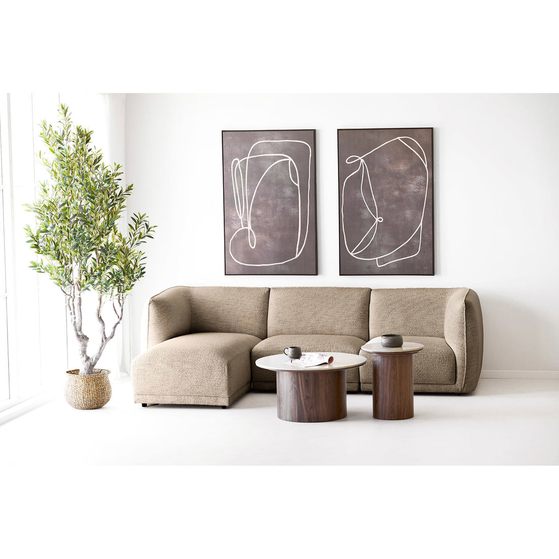 Lot de 2 tables basses effet travertin Delphes