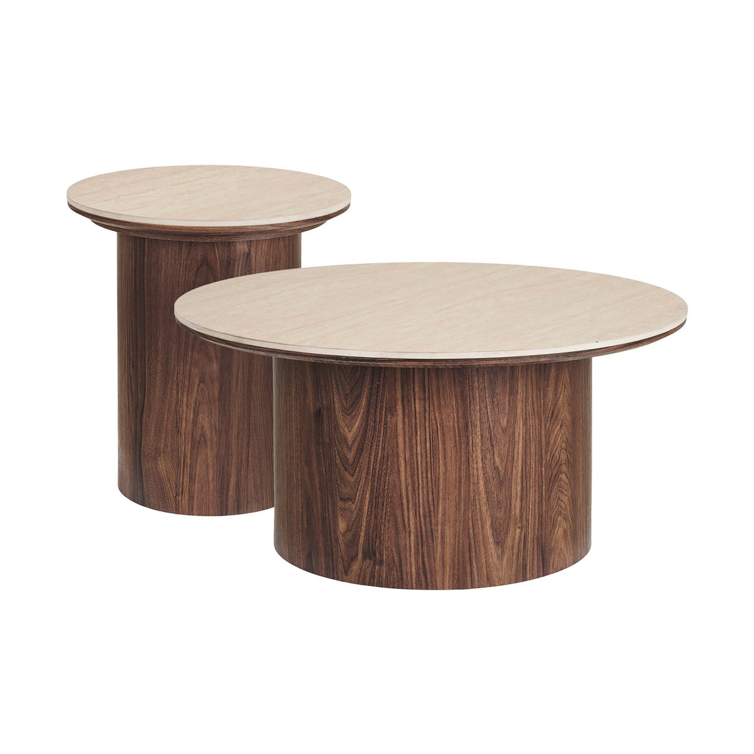 Lot de 2 tables basses effet travertin Delphes