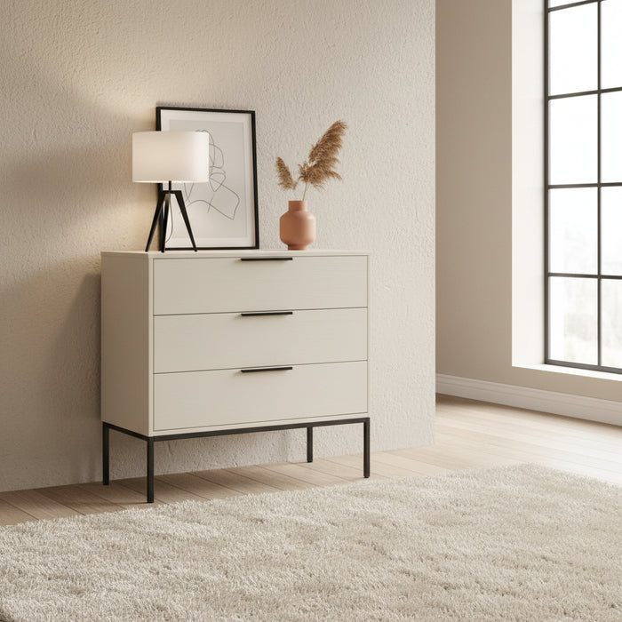 Commode pin massif beige Adam