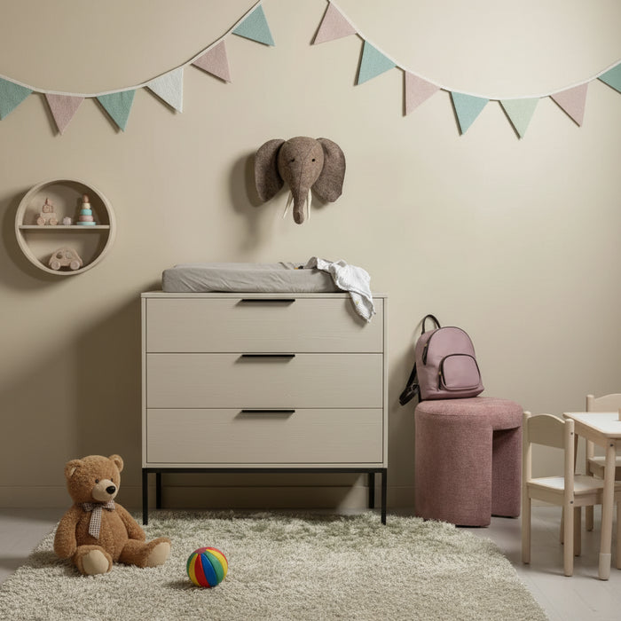 Commode pin massif beige Adam