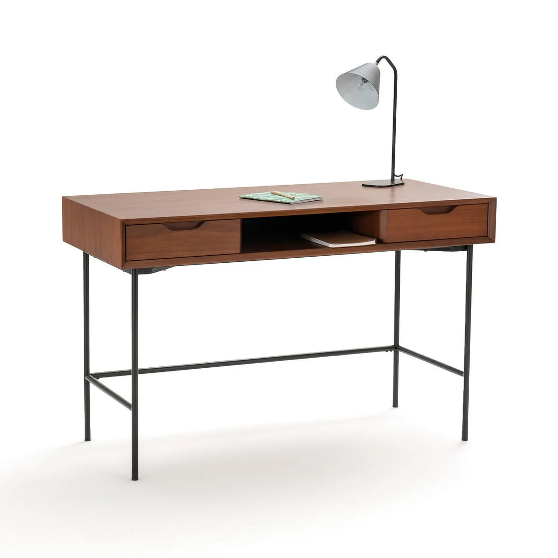 Bureau 2 tiroirs Noyeto Noyer