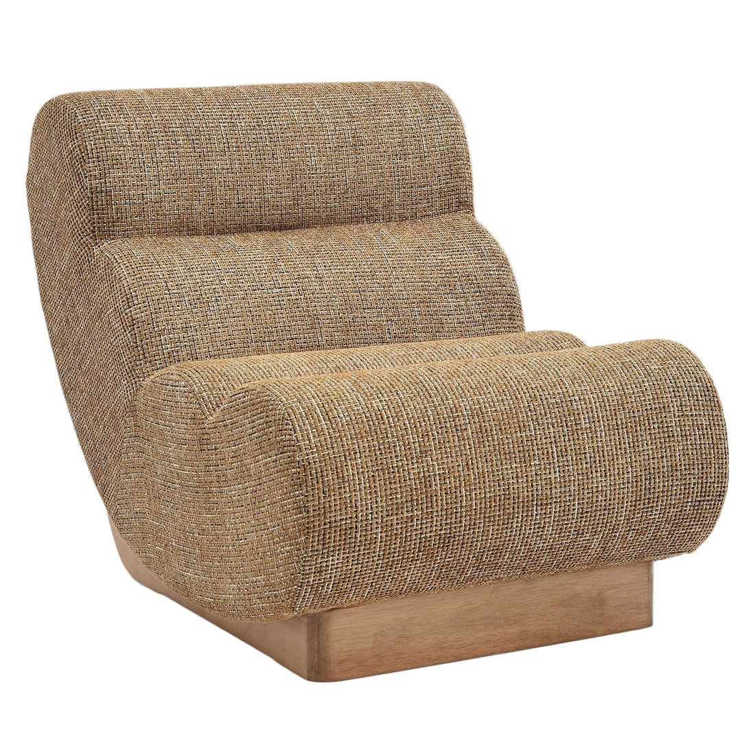 Fauteuil modulable Cozy tweed marron caramel – vue de face