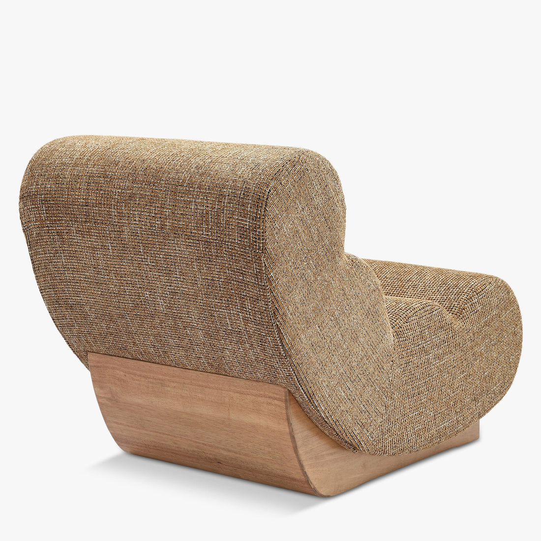 Fauteuil modulable Cozy tweed marron caramel – détail du piètement bois