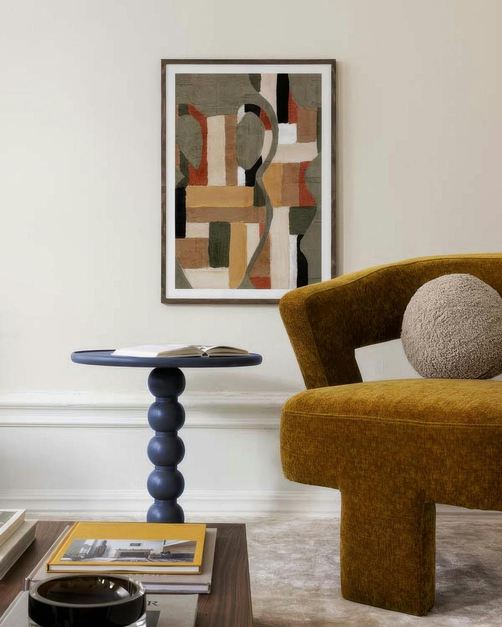 Affiche Painted Shapes No1 – détail des blocs de couleur beige et verts