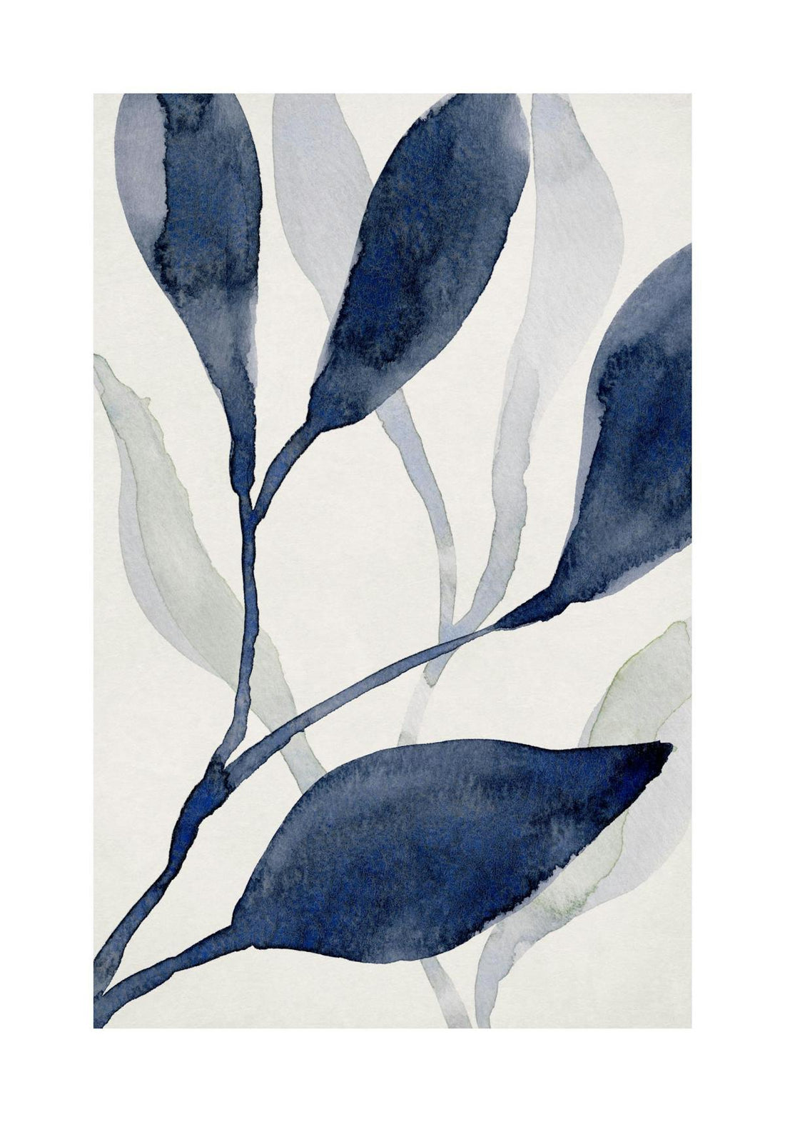 Affiche Aquavia II – détail du motif d'aquarelle en dégradé de bleus