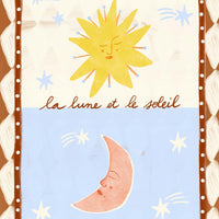 Affiche encadrée Lunéclat, cadre en chêne – mise en ambiance sur un mur clair