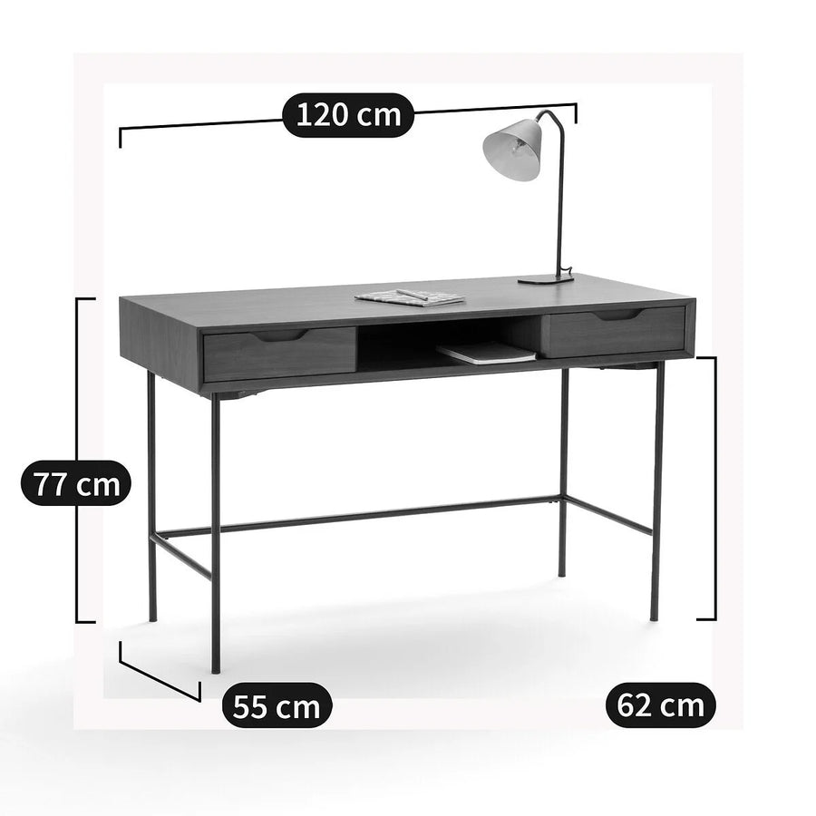 Bureau 2 tiroirs Noyeto Noyer