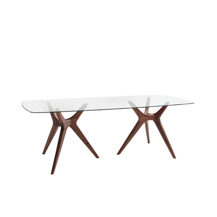 Table à manger plateau verre et noyer Maricielo - AM.PM