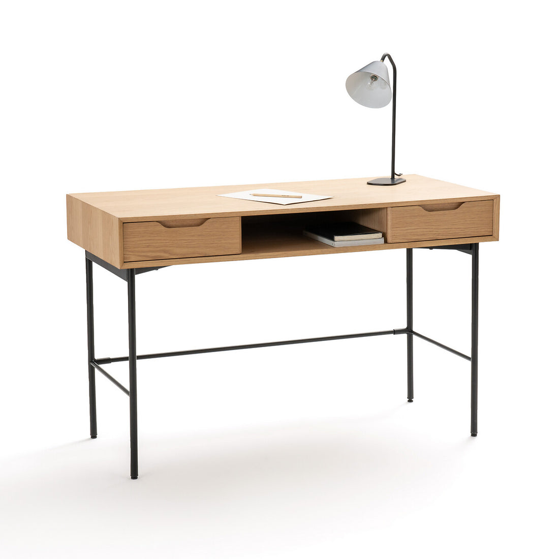 Bureau 2 tiroirs Noyeto chêne