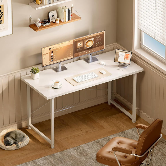Table de bureau Novia blanche – mise en ambiance coin télétravail