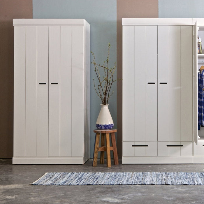 Armoire 2 portes et tiroirs pin Connect