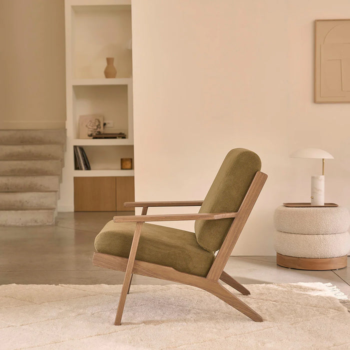 Fauteuil mindi massif velours côtelé Achille - Berah Getah