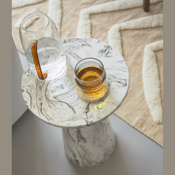 Table d'appoint métal effet marbré Kasby