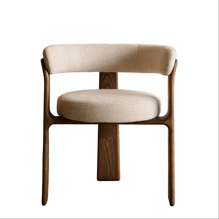 Chaise hévéa noyer et tissu Granite
