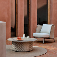 Tapis rond Palamos beige – mise en ambiance salon